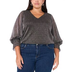 Vince Camuto Women's Top Plus Sz 2X Size Metallic V-Neck